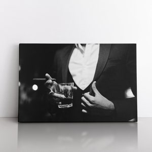 Black Suit Portrait Businessman Canvas Wall Art Abstract Minimalist Home Decor Modern Original Canvas Painting Print Original Contemporary