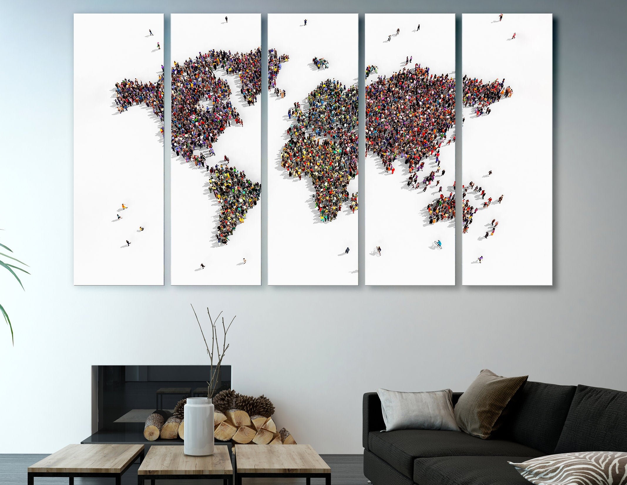 World Map | Travel Map | Large Living Room Decor | Original Abstract ...