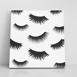 Fake Eyelashes | Eyelash Extensions Art | Beauty Room Decor | Original Modern Art | Abstract Beauty Decor Canvas Wall Art | Texture Canvas