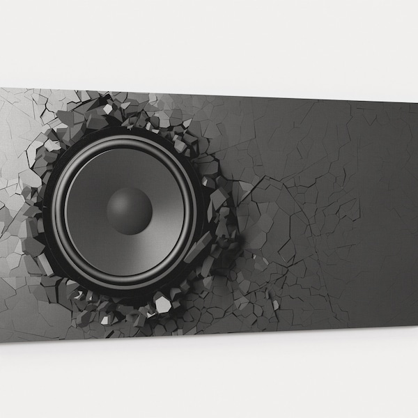 Loudspeaker Sound Bass Black Background Wall | Loud Audio Speaker 3d Illustration Music Modern Home Decor Print Abstract | Canvas Wall Art