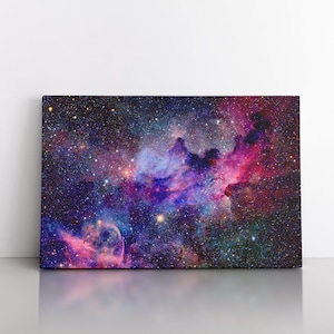 Outer Space Stars Night Sky Nature Wall Art | Large Abstract Art | Contemporary Modern Art | 3 Panels Art | Home Decor | Colorful Wall Art