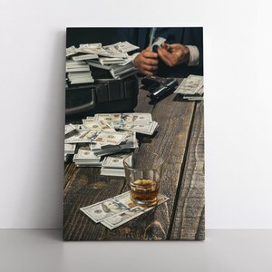 Dollar Bill Art | Businessman Wall Decor | Money Wall Art | Large Abstract | Minimalist Home Decor | Modern Original Canvas Painting Print