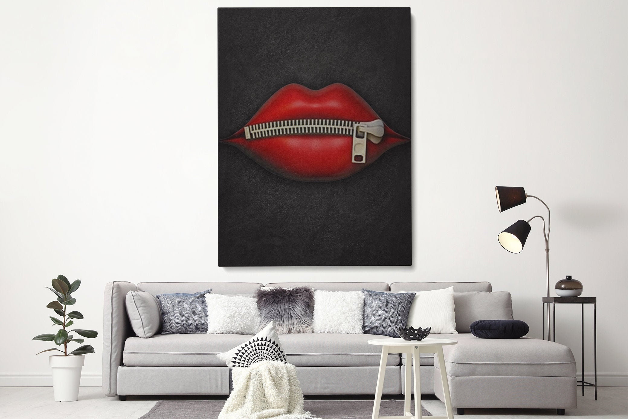 Red Lips Canvas Wall Art Lips Wall Art Sexy Lips Living Etsy