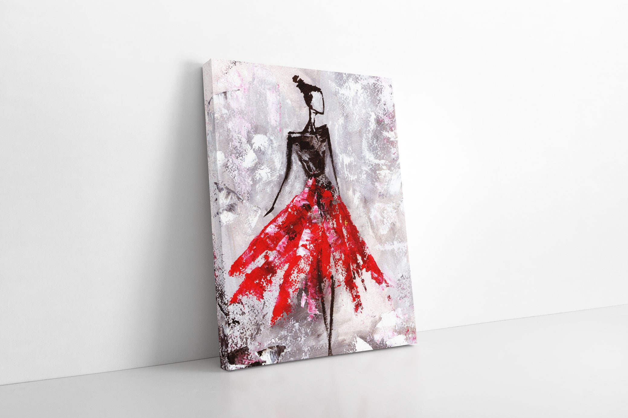 Lady in Red Painting | Fashion Art Decor| Canvas Wall Art Decor ...