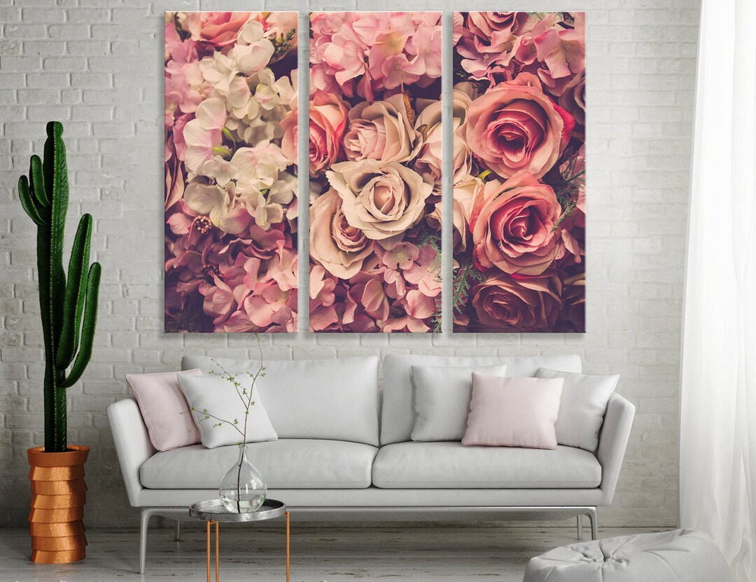 Flowers Canvas Print | Pink Floral Painting | Colorful Wall Art ...