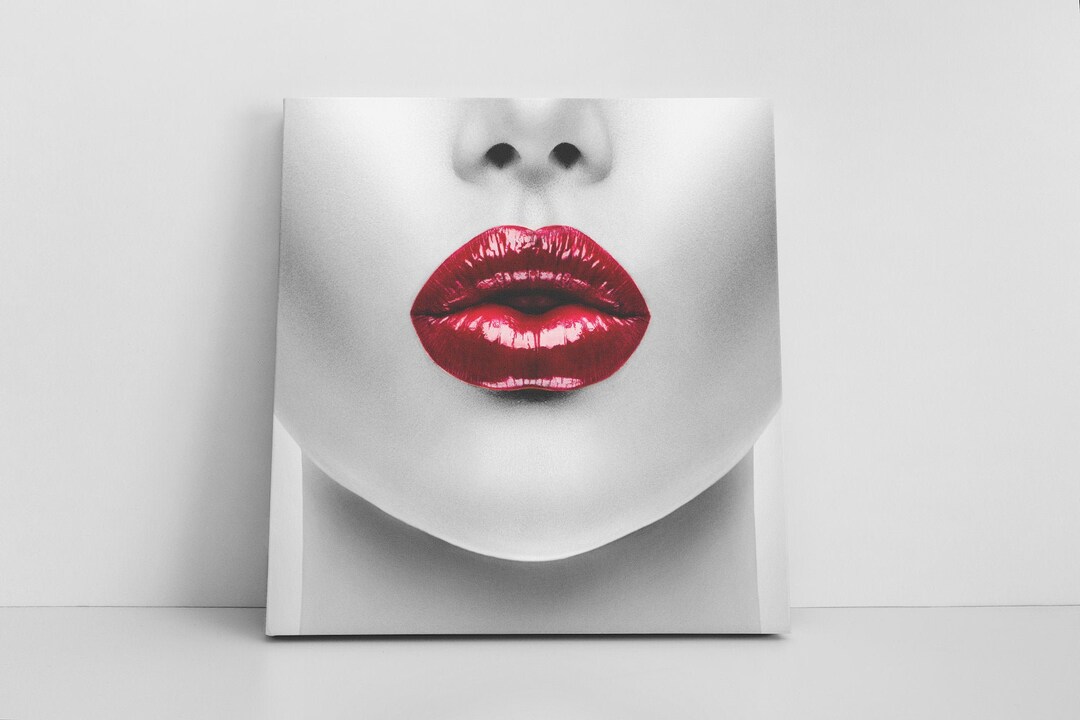 Red Lips Art Beauty Fashion Lips Wall Art Sexy Lips Canvas Wall Art Living Room Lips Decor