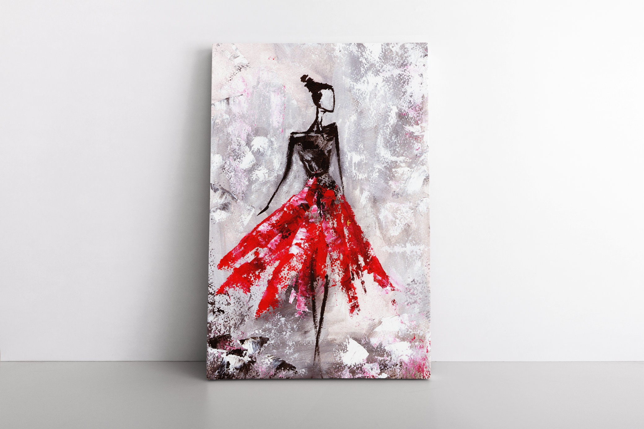 Lady in Red Painting | Fashion Art Decor| Canvas Wall Art Decor ...