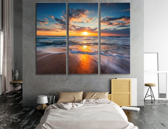 Beach Sunset Canvas Wall Art Nature Large Texture Abstract - Etsy