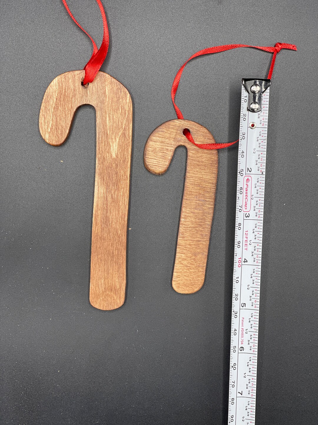 Large Wooden Candy Cane Ornament Etsy