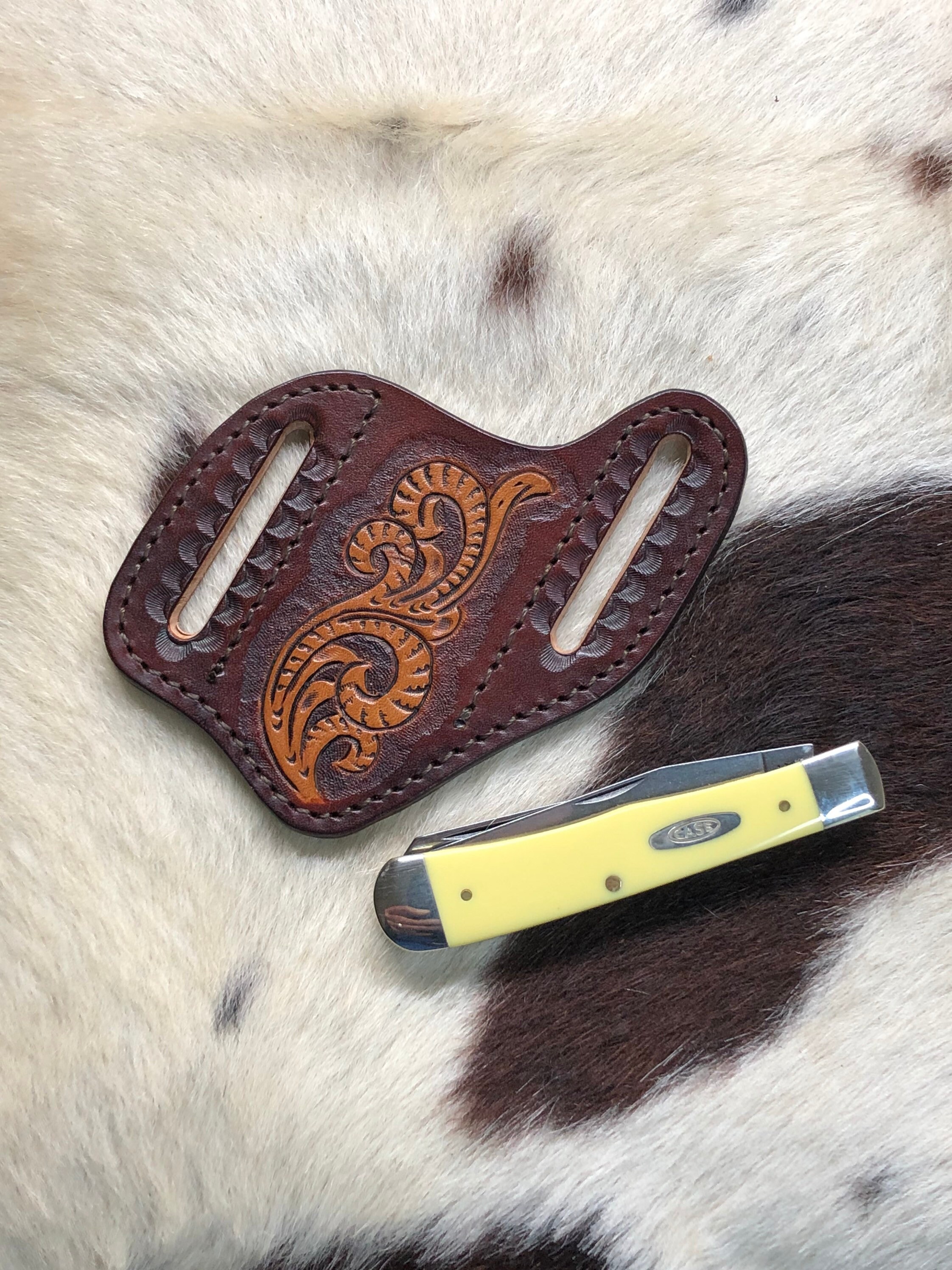 Exotic Skin Knife Sheath, Trapper Knife Sheath, Folding Knife Sheath