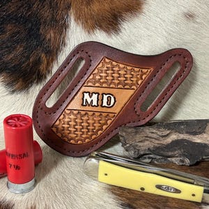 Personalized Leather Knife Sheath, Available in Black or Brown, Left or Right Side Carry
