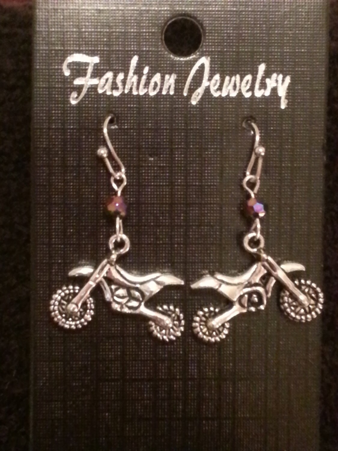 Dirt Bike earrings with Iridescent bead - Etsy.de