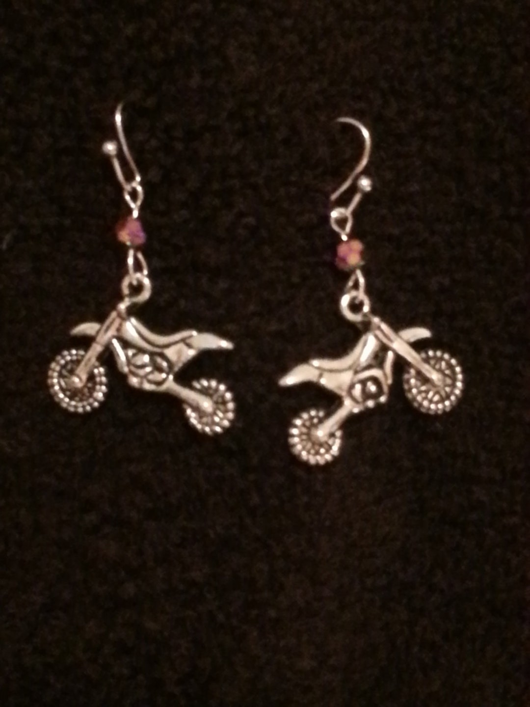 Dirt Bike earrings with Iridescent bead - Etsy.de