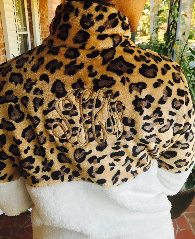 leopard fleece leopard monogram jacket leopard fleece jacket Monogram fleece pullover