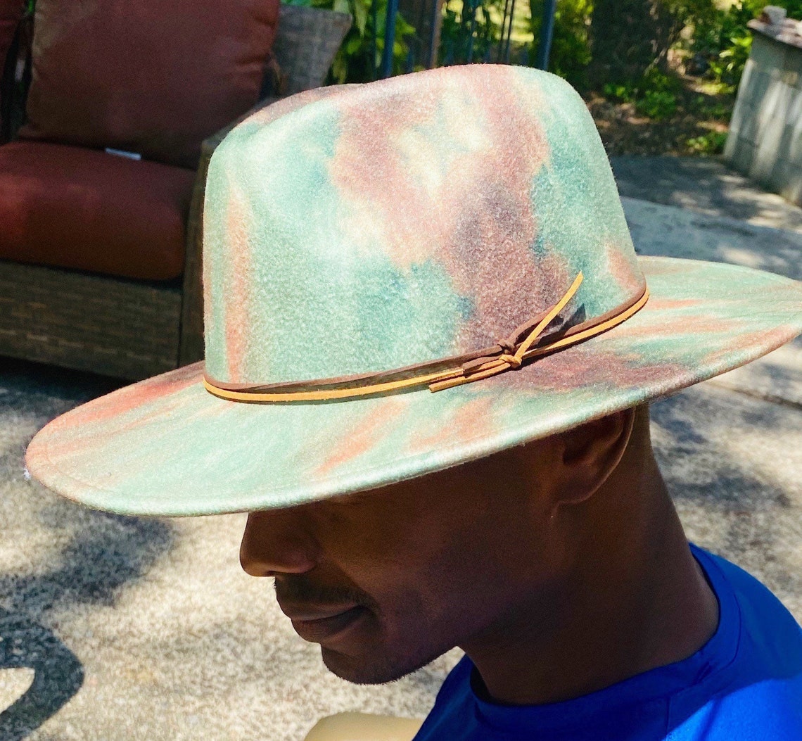 New Camo tie dye fedora unisex fedora fedoras mens hat Etsy