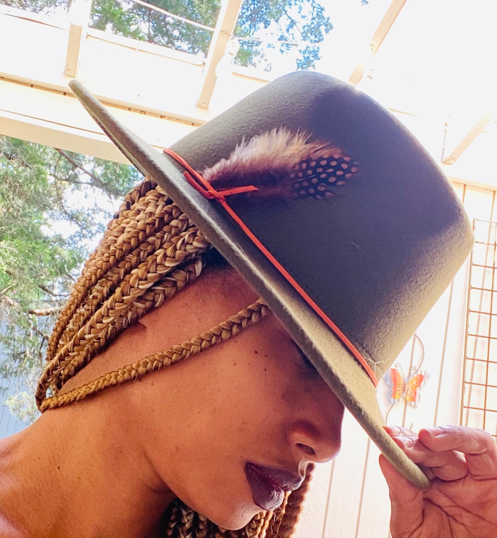 New!! Olive fedora with feathers, unisex fedora, men’s hat, ladies hat
