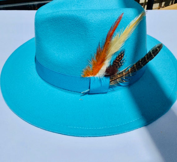 Turquoise Fedora Unisex Fedora Hat With 