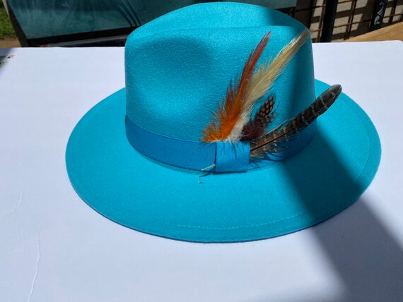 Turquoise Fedora Unisex Fedora Hat With 