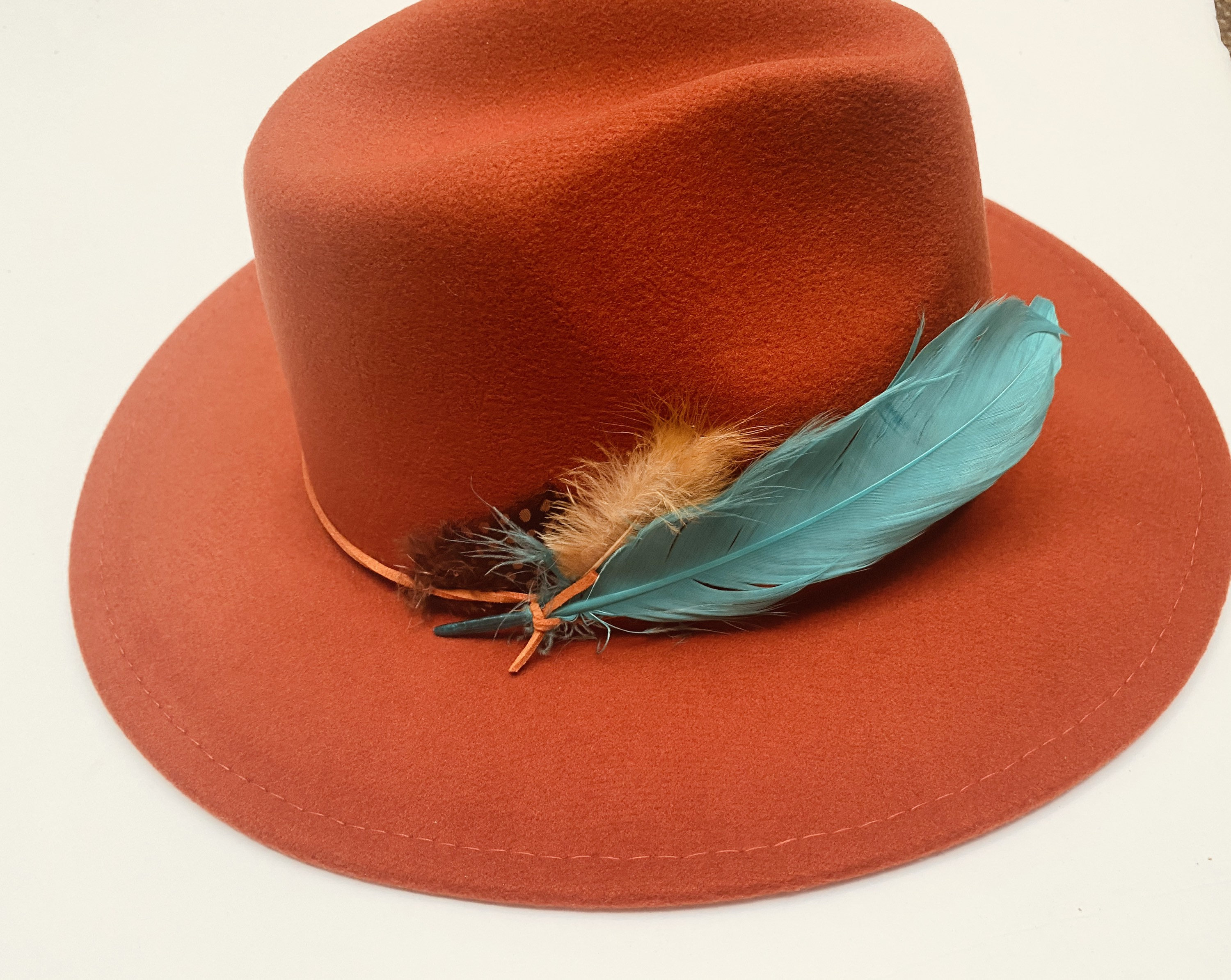 New Item Rust Fedora With Feather 