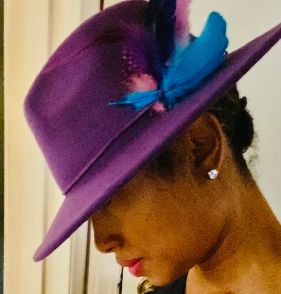Purple Feather Fedora Unisex Fedora 
