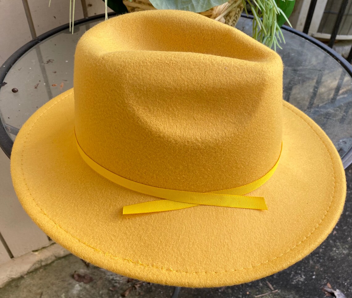 Yellow gold fedora unisex fedora fedora spring fashion Etsy