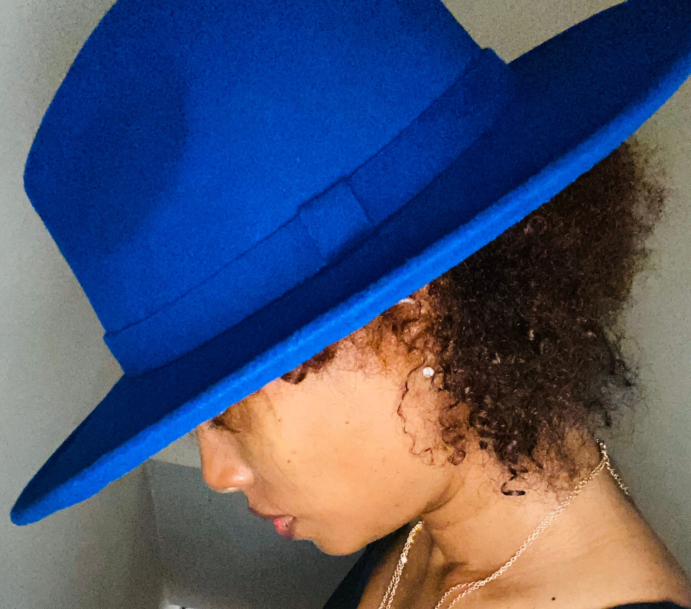Royal Blue Fedora With Feathers 