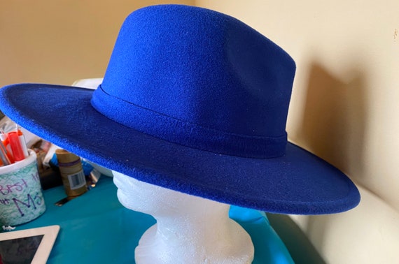 Blue Fedora Wide Brim Hat Fedora Unisex 
