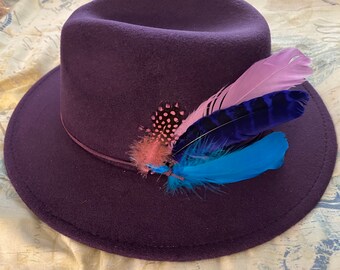 Purple Feather Fedora Unisex Fedora 