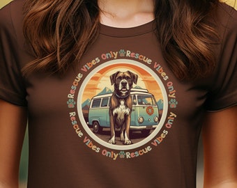 Rescue Vibes Only Shirt Rescue Dog T-shirt Pitbull Bully Groovy Retro Tee Dog Mom Tshirt Dog Dad Gift Adoption Day Shelter Dog Hippie Bully