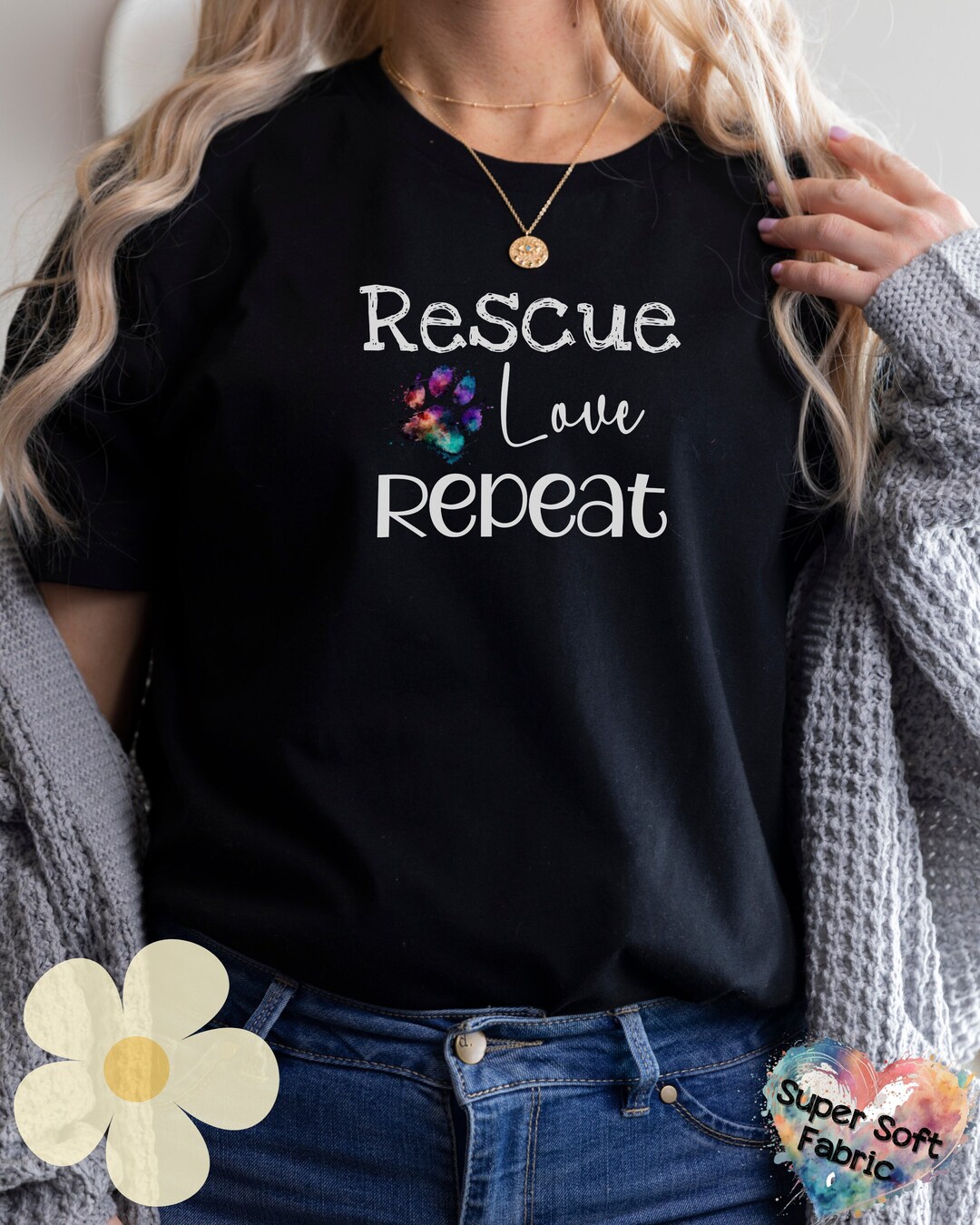 Rescue Dog Shirt Rescue Love Repeat Save Animals Adopt Adoption Purpose