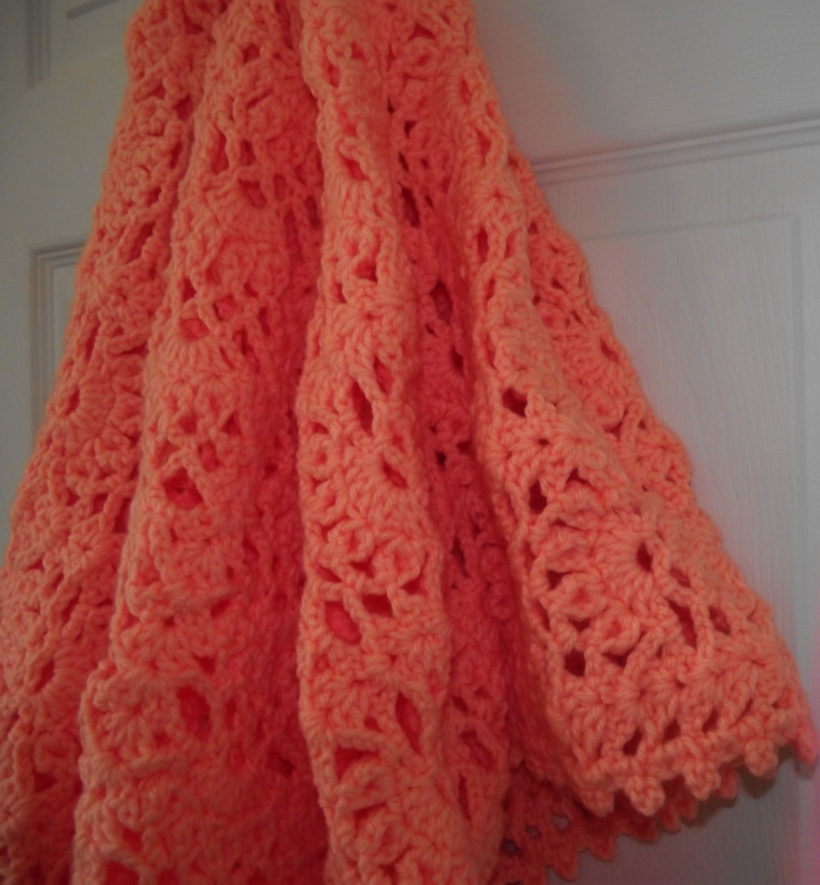 Handmade Crochet Bright Peach Flower Petal Baby Blanket Large Etsy