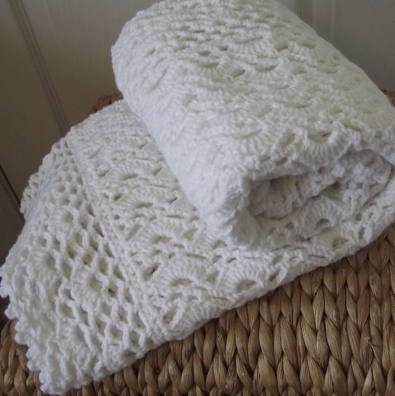 Handmade Crochet Heirloom White Baby Blanket Crib Blanket Etsy