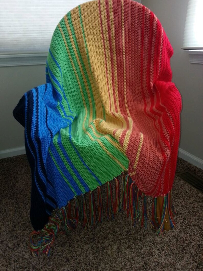 Handmade Crochet MultiColor Spectrum Throw / Afghan / Blanket Etsy
