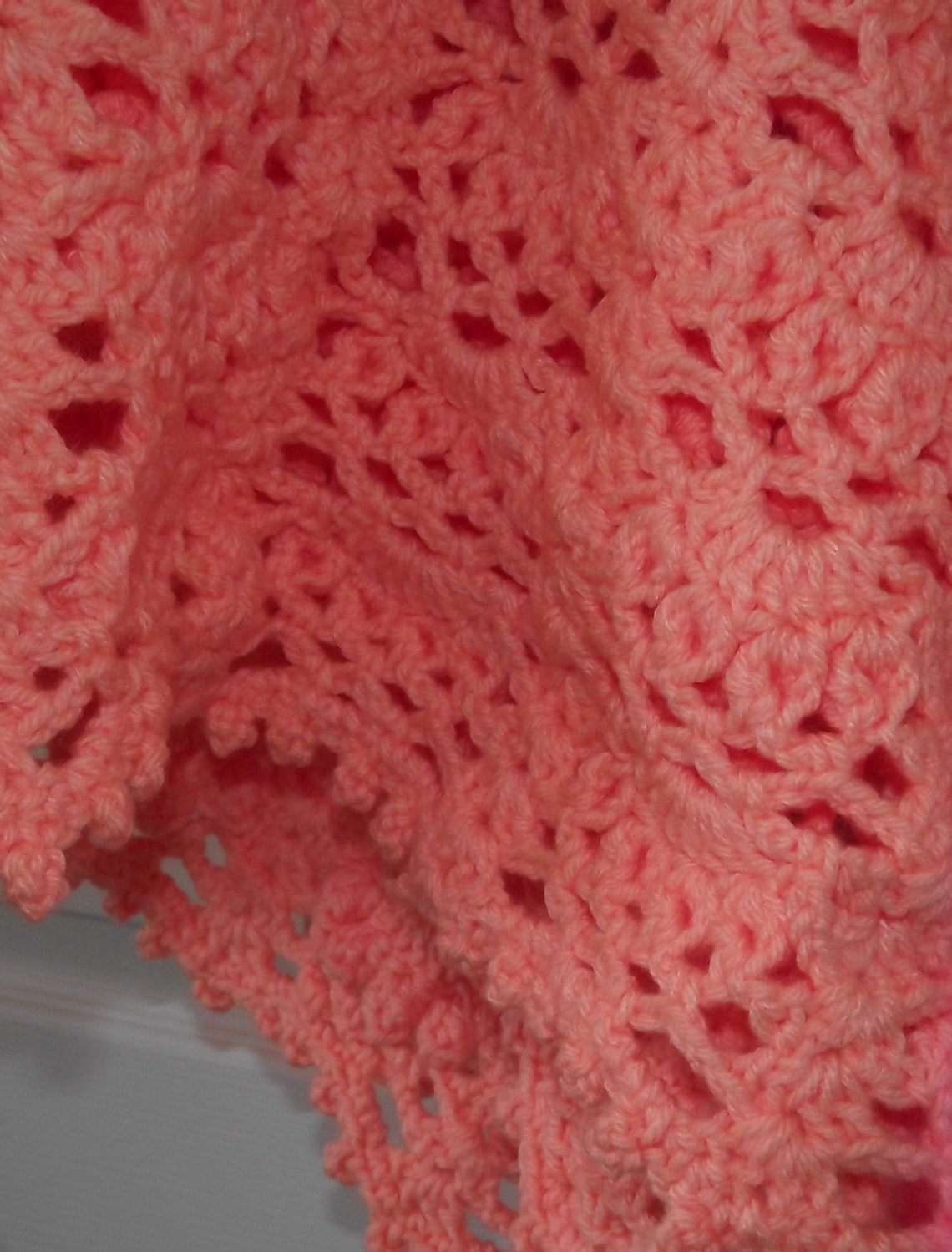 Handmade Crochet Bright Peach Flower Petal Baby Blanket Large Etsy