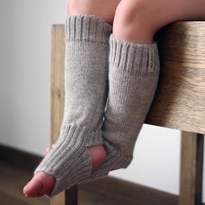 Alpaca wool knit leg warmers, light gray, beige knitted leg warmers for baby, infant, toddler, children, kid boot socks, yoga socks