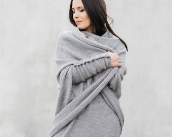 Gray alpaca cocoon cardigan, oversized long wool cable sweater for women, knit black shrug, bohemian wrap, boho coat, romantic sweater, gift