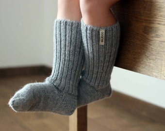 READY TO SHIP. Alpaca wool long socks, knit leg warmers for kids.