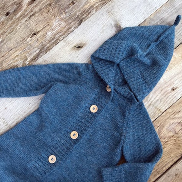 Salopette bleue, barboteuse en laine d'alpaga pour bébé, salopette pour tout-petit en tricot avec capuche, enfants tricotés gris, bébé, combinaison à capuche pour enfants avec boutons