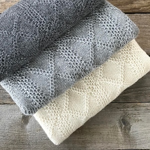 Alpaca blanket gray knit wool baby wrap knitted natural white ivory light dark gray throw baby girl baby boy newborn gift for baby shower image 1