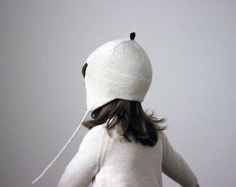 Alpaca Hat, Earflap Hat With Strings, Ear Cover Beanie, Gray