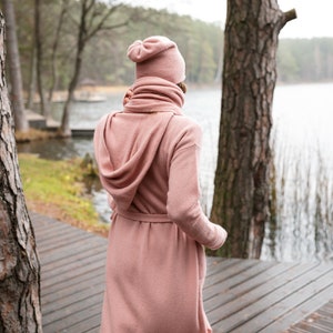 Dusty rose cashmere scarf women. 100 percent pure pink long cashmere scarf. Christmas gift. Organic shawl, winter blanket scarf image 6