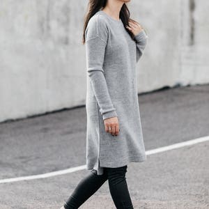 Alpaca sweater dress, knit gray wool dress, beige, black tunic, white pullover, winter relaxed dress, jumper, warm casual dress for women