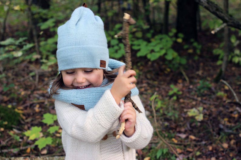 Pink Alpaca snood, dusty rose knit infinity scarf, knitted kids winter cowl, children unisex tube scarf for infant, toddler, girl, boy image 4