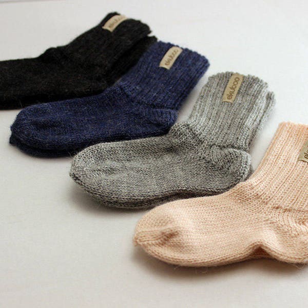 Alpaka Wolle melange blaue Socken, lange gestrickte Stulpen für Baby, Neugeborene, Säugling, Kleinkind, Kinder, Stiefelsocken, Mädchensocken, Babyparty