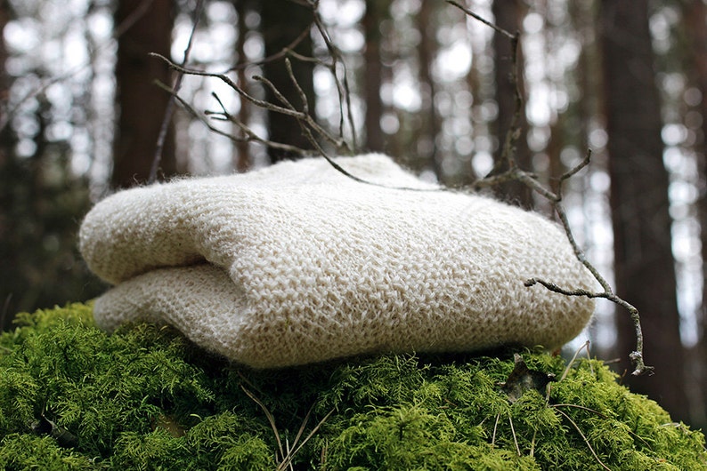 Alpaca Blanket Knit Wool Baby Wrap Knitted Natural Etsy