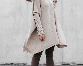Alpaca Sweater Dress, Knit Gray Wool Dress, Beige, Black Tunic, White  Pullover, Winter Relaxed Dress, Jumper, Warm Casual Dress for Women 
