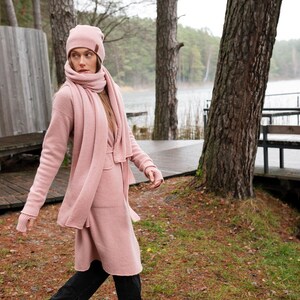 Dusty rose cashmere scarf women. 100 percent pure pink long cashmere scarf. Christmas gift. Organic shawl, winter blanket scarf image 4