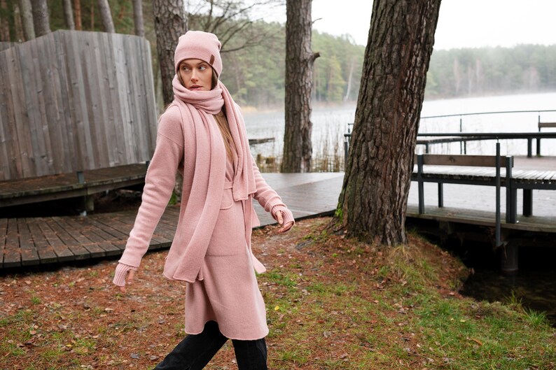 Dusty rose cashmere scarf women. 100 percent pure pink long cashmere scarf. Christmas gift. Organic shawl, winter blanket scarf image 4