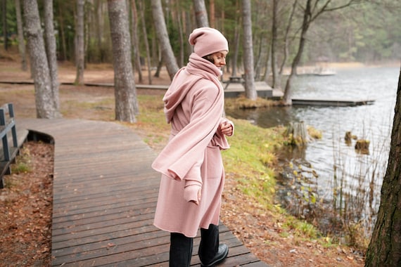 Dusty rose cashmere scarf women. 100 percent pure pink long cashmere scarf. Christmas gift. Organic shawl, winter blanket scarf