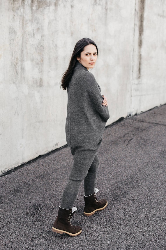 Alpaca Wool Oversized Loose Cocoon Cardigan, Long Wool Sweater